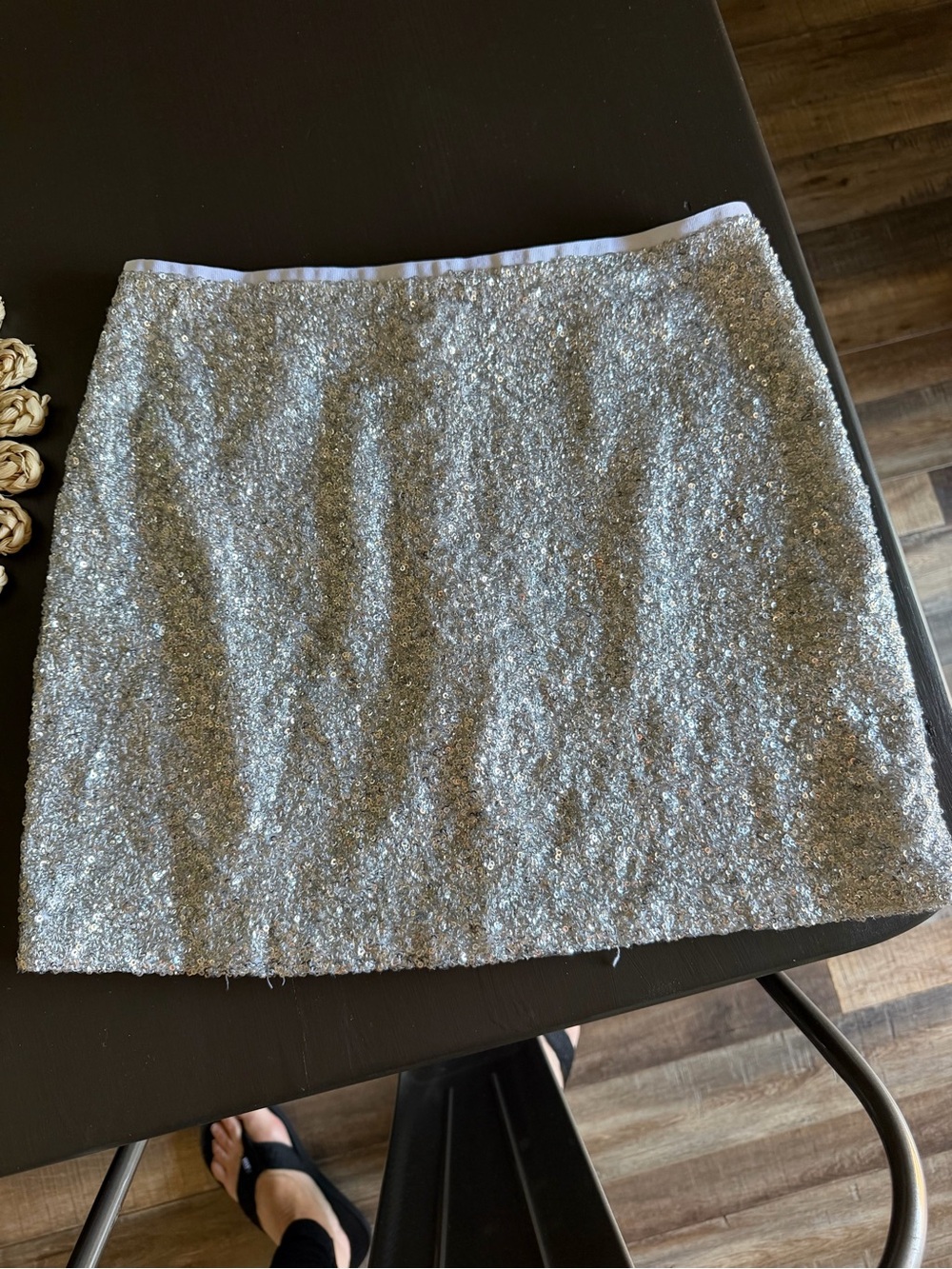 Topshop Silver Sequin Mini Skirt